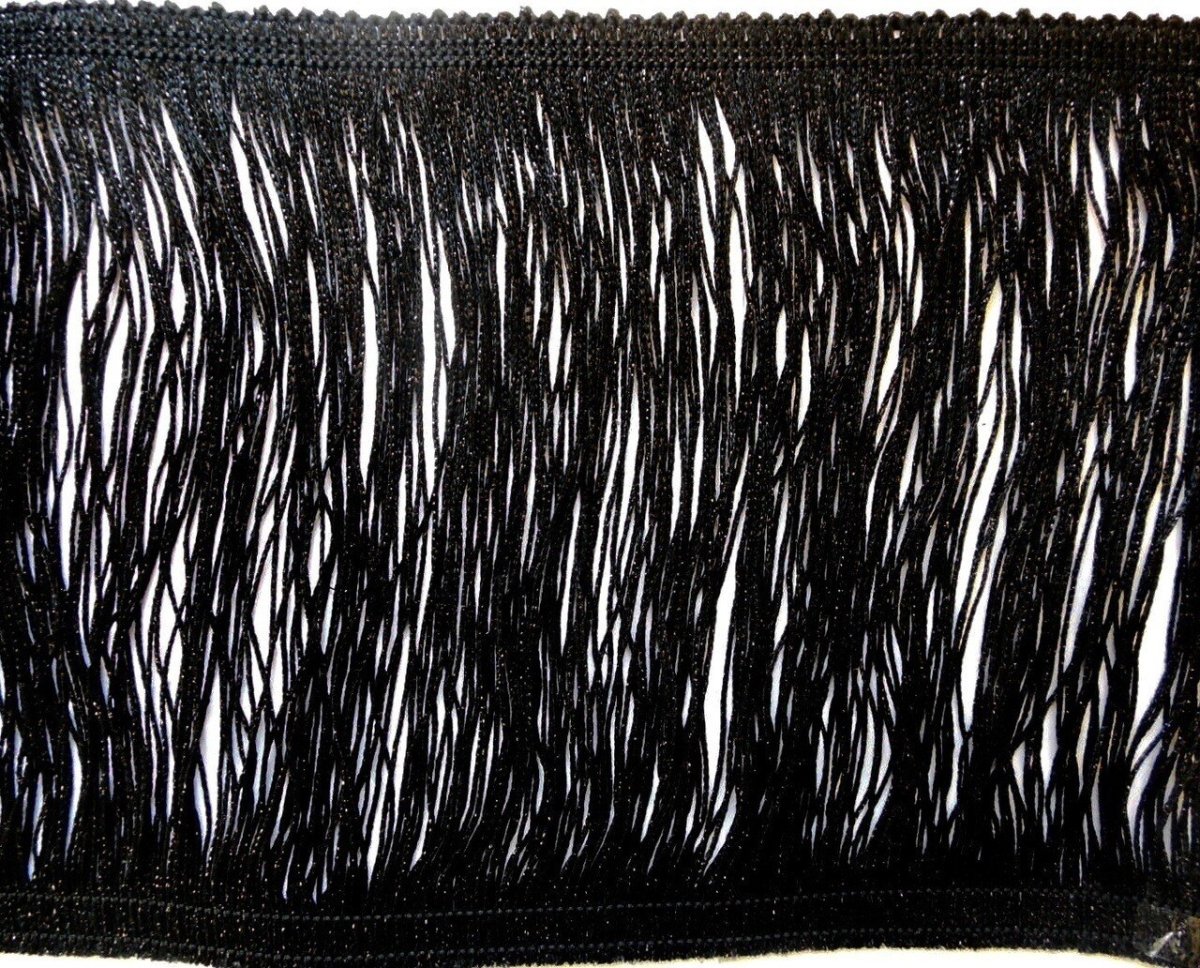 9 Metallic Black Chainette Fringe By The Yard