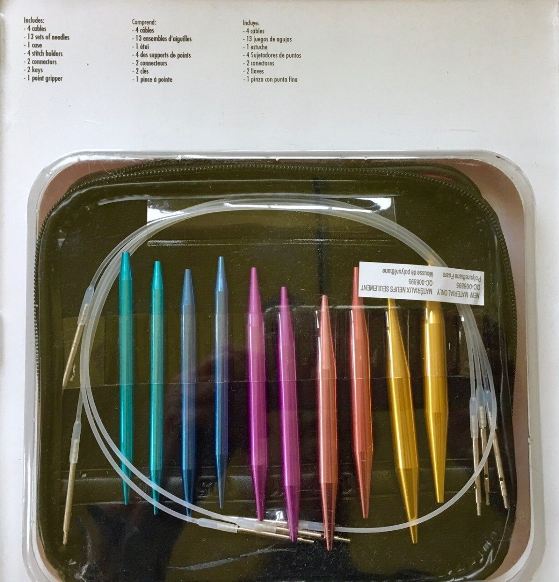 NEEDLEMASTER Interchangeable Circular Knitting Needle Set. 13 Size Tips  From 2 to 15 Plus 4 Different Length Cables and 2 Connectors 