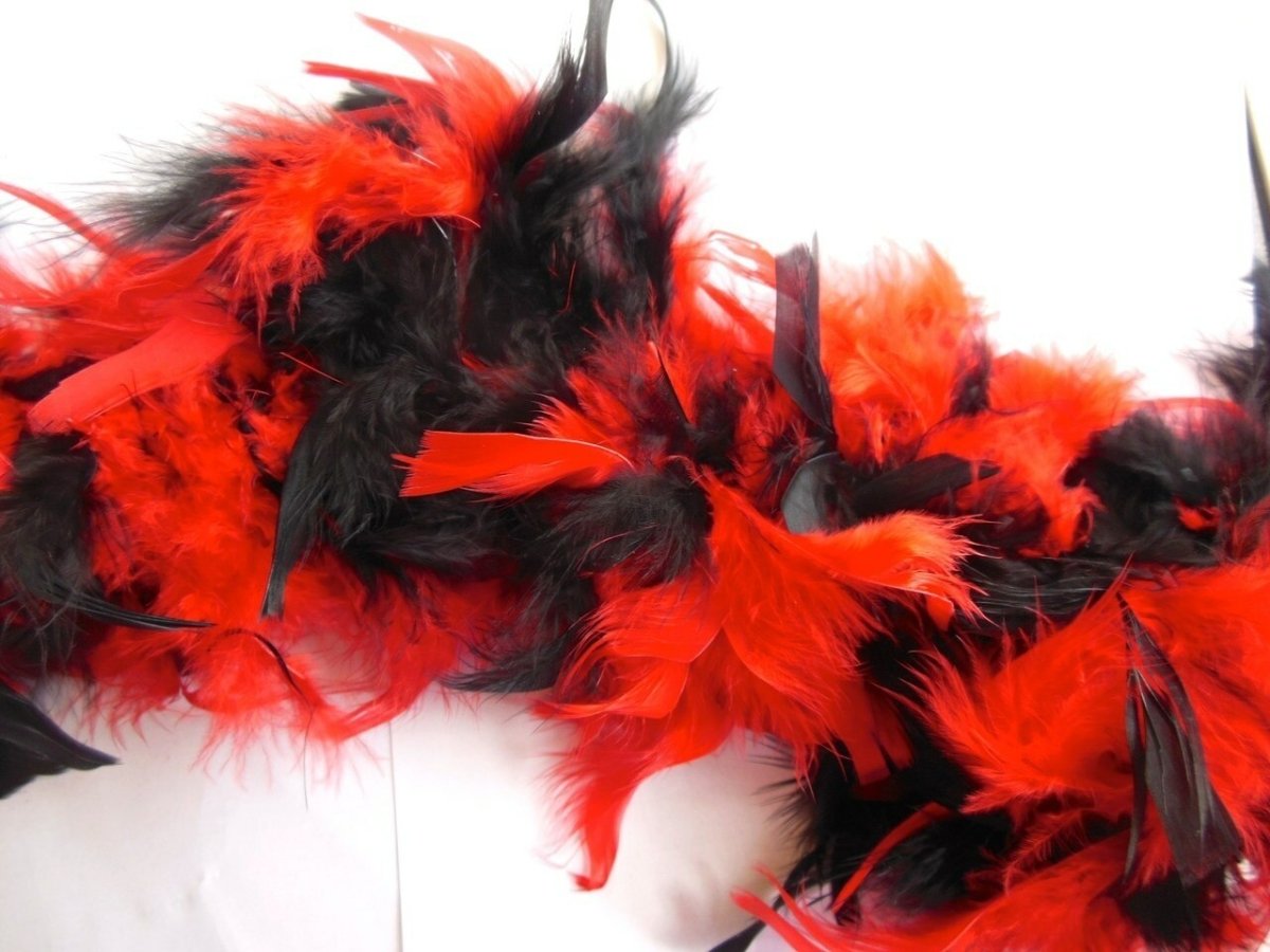 Red and Black Feather Boa 6 FT