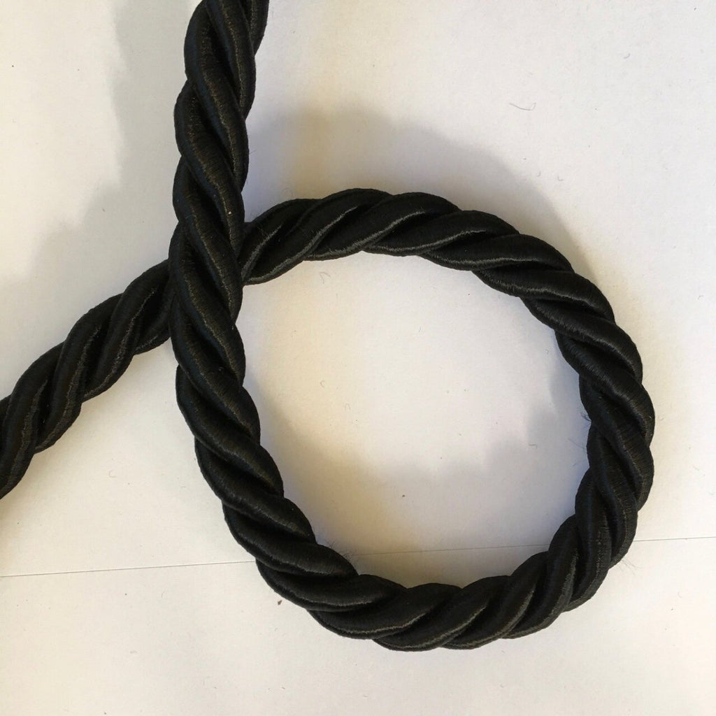1/2 Black Decorative Twisted Cord Trim BTY USA Made